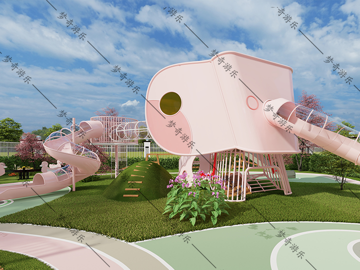 幼儿园粉色大象游乐设备 